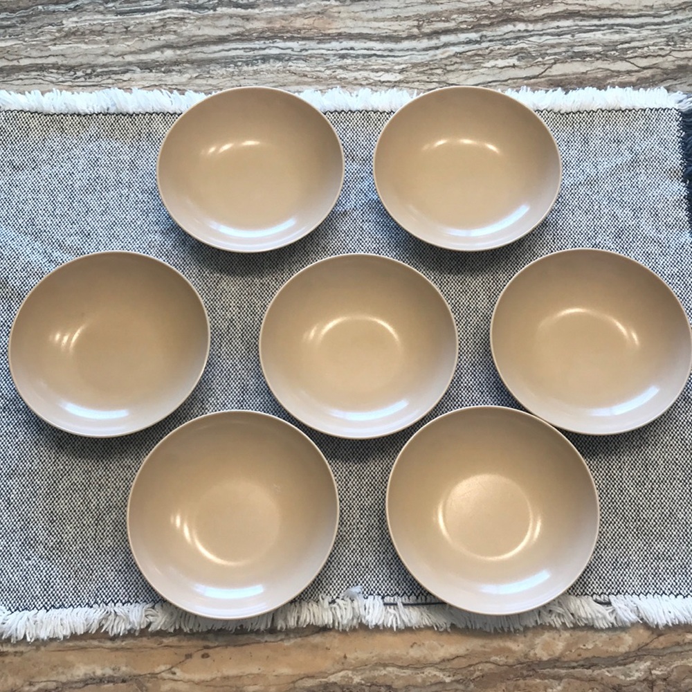 Vintage Oneida Melmac Berry Bowls Tan Beige S/7